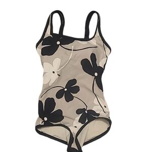 Studio ANN Cole gray black white floral one piece swimsuit sz 8 SW47